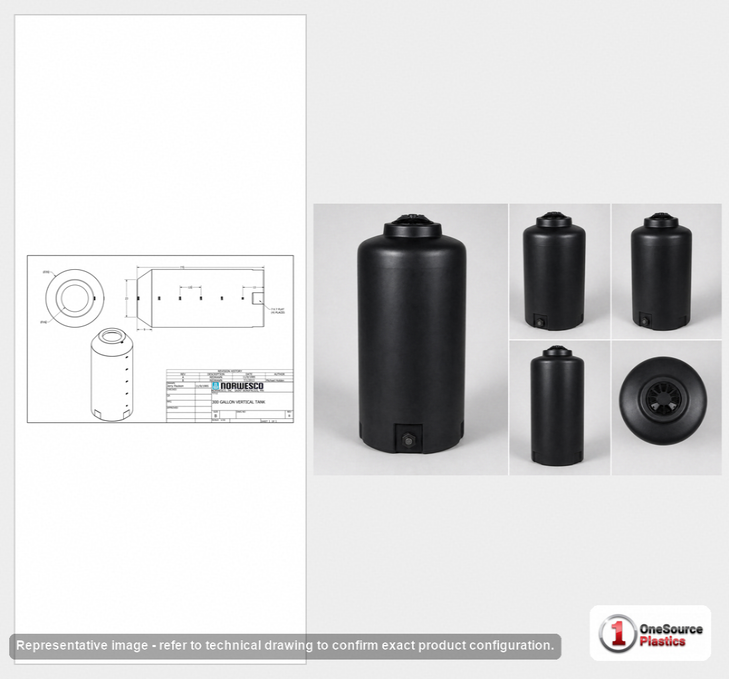 Norwesco 300 Gallon Black Vertical Storage Tank