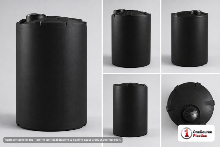 Dimensional spec drawing for Snyder 1000 Gallon Vertical Storage Tank (60" L x 60" W x 89" H)