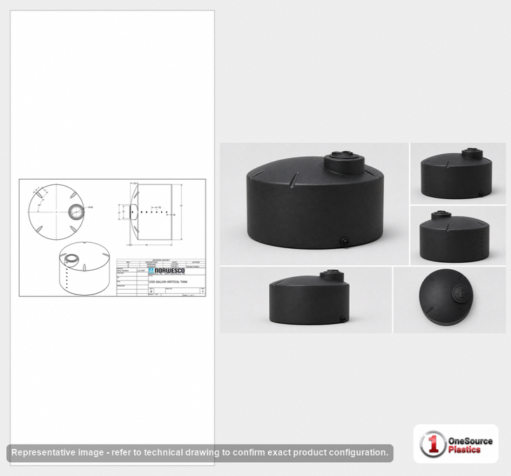 Norwesco 1550 Gallon Black Vertical Storage Tank