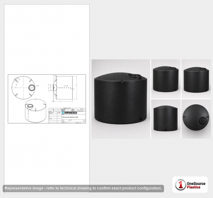 Norwesco 1700 Gallon Black Vertical Storage Tank