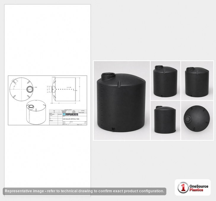 Norwesco 2100 Gallon Black Vertical Storage Tank