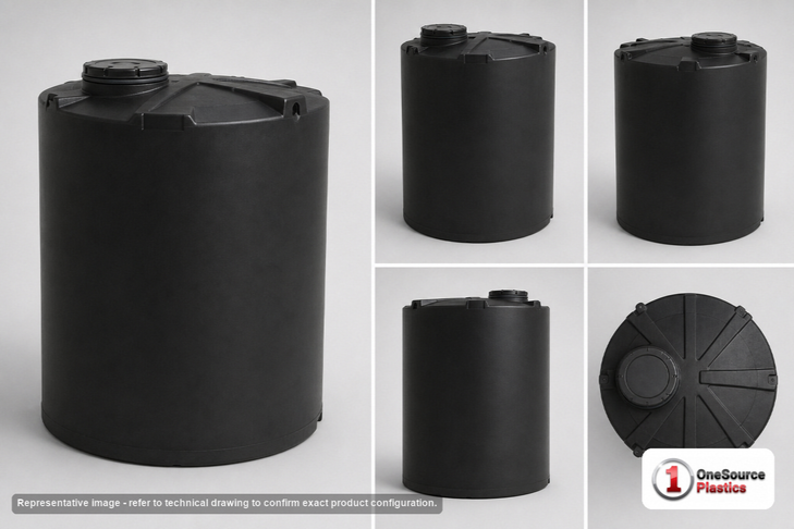 Dimensional spec drawing for Snyder 6900 Gallon Vertical Storage Tank (120" L x 120" W x 153" H)