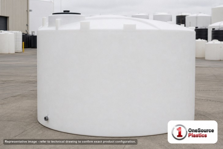 Snyder Industries 5400 Gallon Heavy Duty Vertical Storage Tank. Polyethylene; Natural White; 91" H x 142" W x 142" L