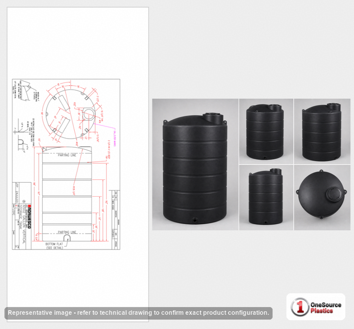 Norwesco 6502 Gallon Black Heavy Duty Vertical Storage Tank