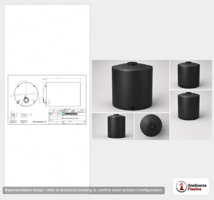 Norwesco 8400 Gallon Black Heavy Duty Vertical Storage Tank