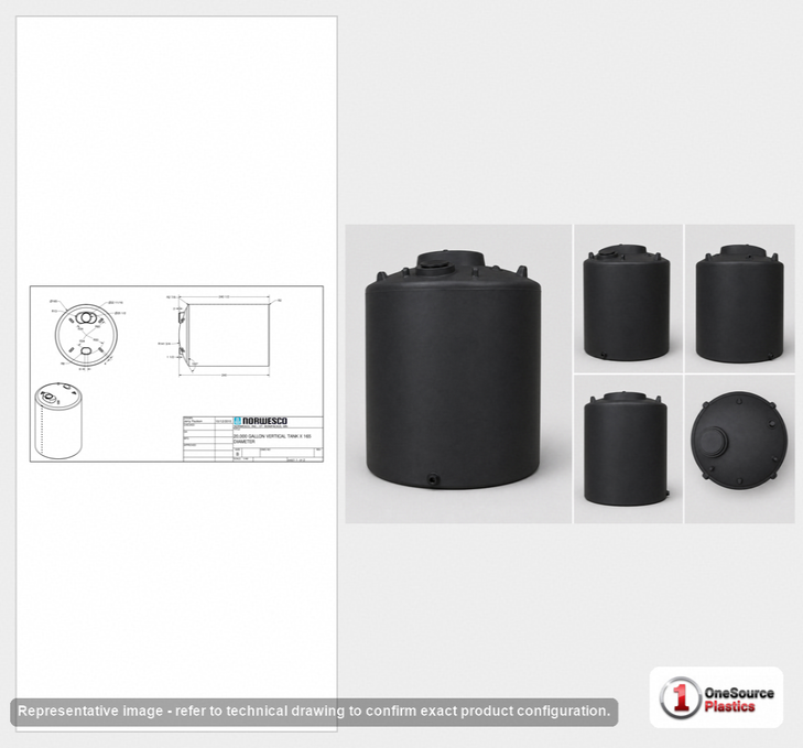 Norwesco 20000 Gallon Black Heavy Duty Vertical Storage Tank