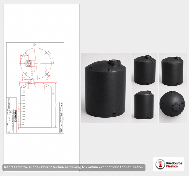 Norwesco 7800 Gallon Black Heavy Duty Vertical Storage Tank