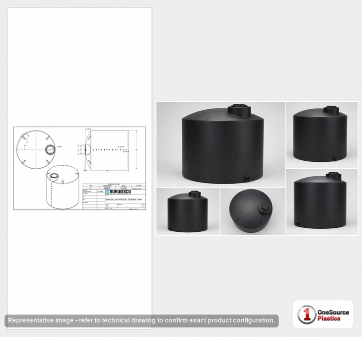Norwesco 3000 Gallon Black Heavy Duty Vertical Storage Tank