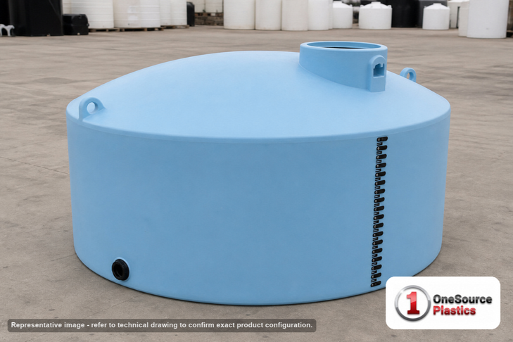 Norwesco 4995 Gallon Light Blue Heavy Duty Vertical Storage Tank. 4995 gallon capacity; Polyethylene; Light Blue; 89" H x