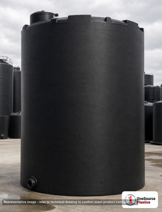 Snyder Industries 10500 Gallon Black Heavy Duty Vertical Storage Tank. Polyethylene; Black; 169" H x 142" W x 142" L