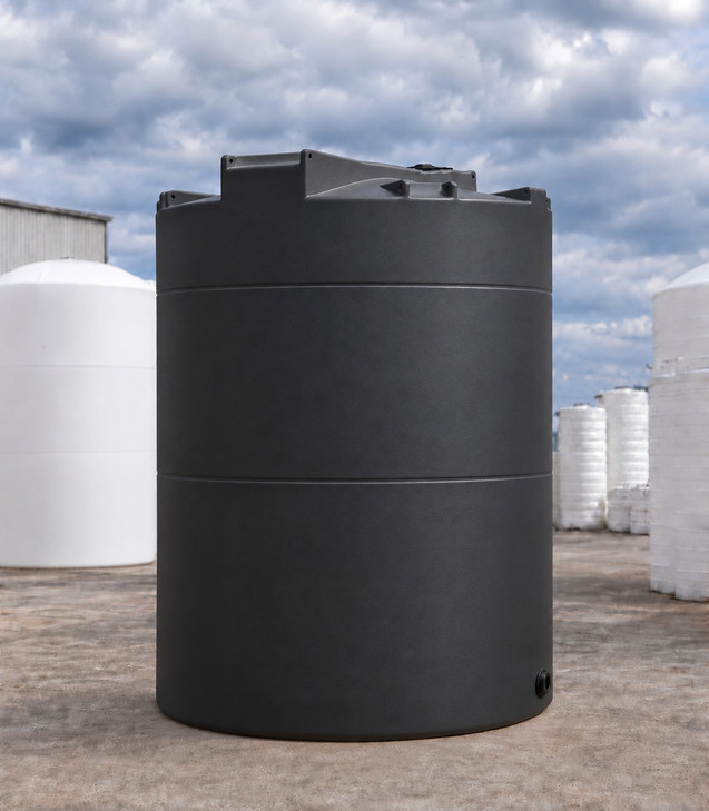 Snyder 8900 Gallon Black 1.9 SG Vertical Tank, 120 in dia, with 3 in fitting, OneSource Plastics yard