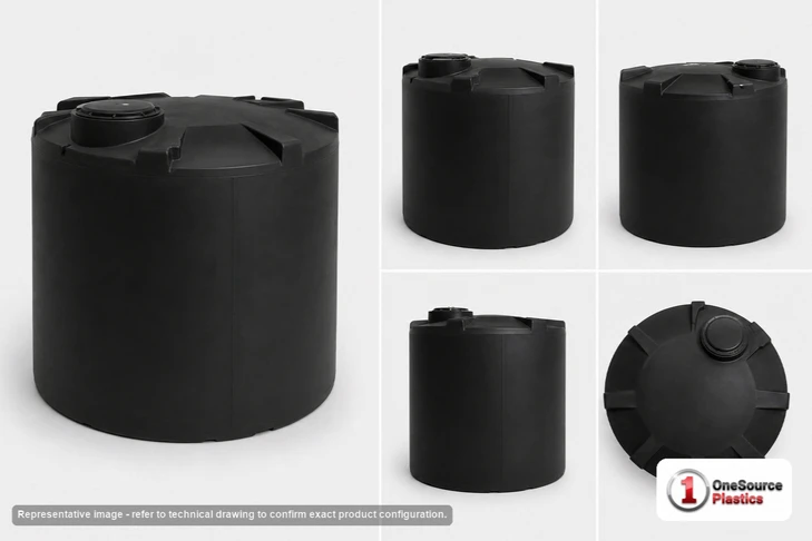 Dimensional spec drawing for Snyder 7650 Gallon Vertical Storage Tank (142" L x 142" W x 122" H)