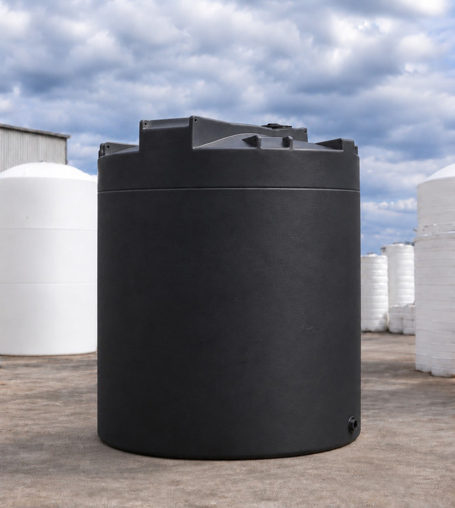 Snyder 6900 Gallon Black 1.9 SG Vertical Tank, 120 in dia, with 3 in fitting, OneSource Plastics yard