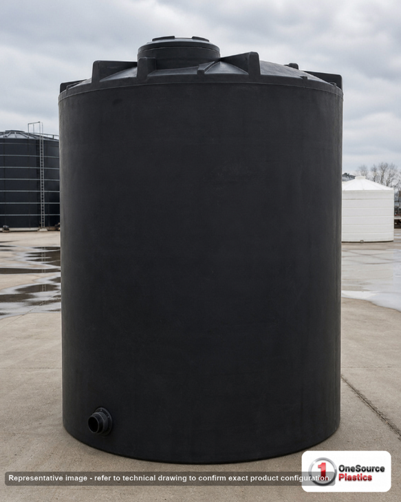Snyder Industries 6500 Gallon Black Heavy Duty Vertical Storage Tank. Polyethylene; Black; 145" H x 120" W x 120" L