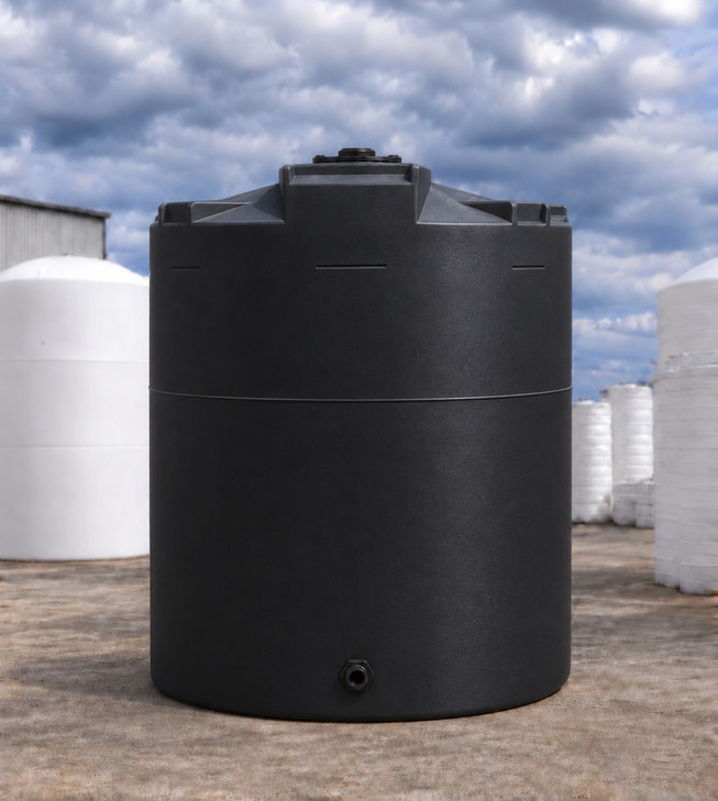 Snyder 6200 Gallon Black 1.9 SG Vertical Tank, 120 in dia, with 3 in fitting, OneSource Plastics yard