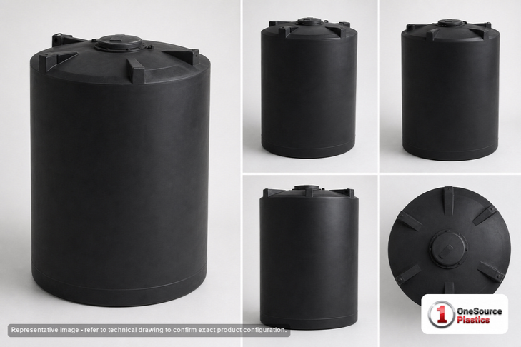Dimensional spec drawing for Snyder 6000 Gallon Vertical Storage Tank (102" L x 102" W x 188" H)