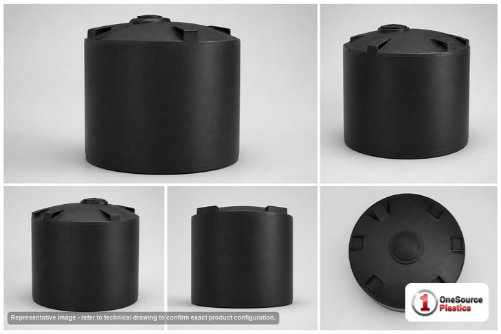 Dimensional spec drawing for Snyder 6000 Gallon Vertical Storage Tank (120" L x 120" W x 132" H)