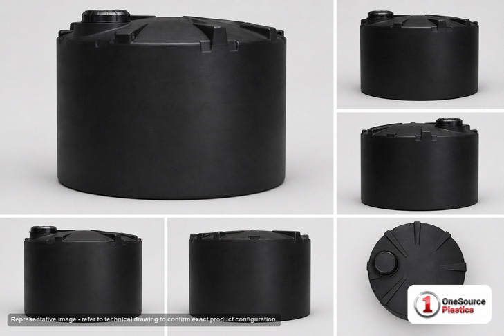 Dimensional spec drawing for Snyder 5400 Gallon Vertical Storage Tank (142" L x 142" W x 91" H)