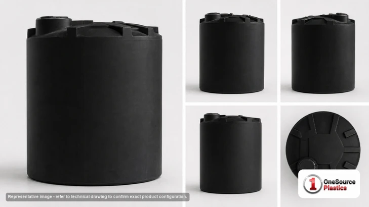 Dimensional spec drawing for Snyder 4300 Gallon Vertical Storage Tank (120" L x 120" W x 104" H)
