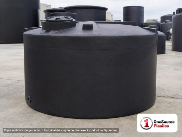 Snyder Industries 2000 Gallon Black Heavy Duty Vertical Storage Tank. Polyethylene; Black; 88" H x 90" W x 90" L; fittings: