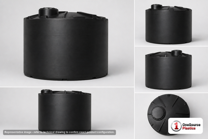 Dimensional spec drawing for Snyder 2000 Gallon Vertical Storage Tank (90" L x 90" W x 88" H)