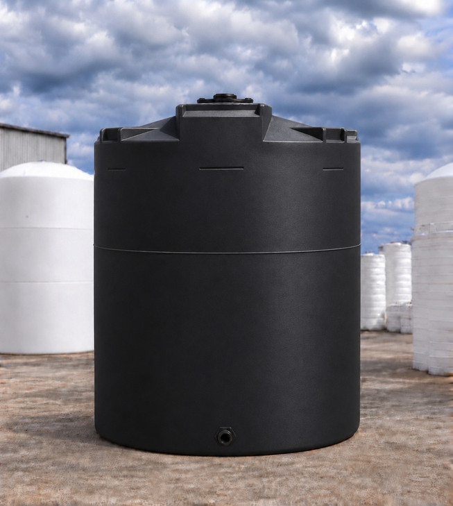 Snyder 6200 Gallon Black 1.5 SG Vertical Tank, 120 in dia, with 3 in fitting, OneSource Plastics yard