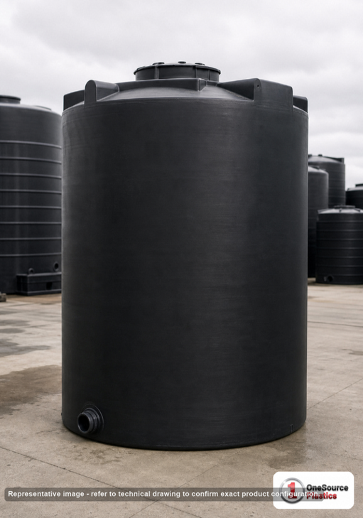 Snyder Industries 6000 Gallon Black Vertical Storage Tank. Polyethylene; Black; 188" H x 102" W x 102" L; fittings: 1