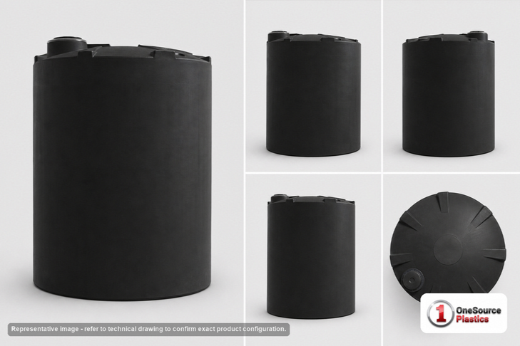 Dimensional spec drawing for Snyder 3000 Gallon Vertical Storage Tank (90" L x 90" W x 127" H)