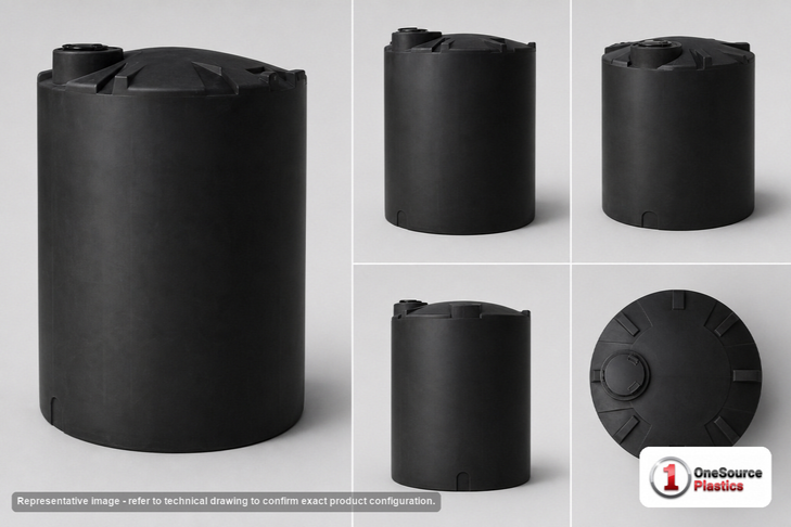 Dimensional spec drawing for Snyder 3000 Gallon Vertical Storage Tank (90" L x 90" W x 127" H)