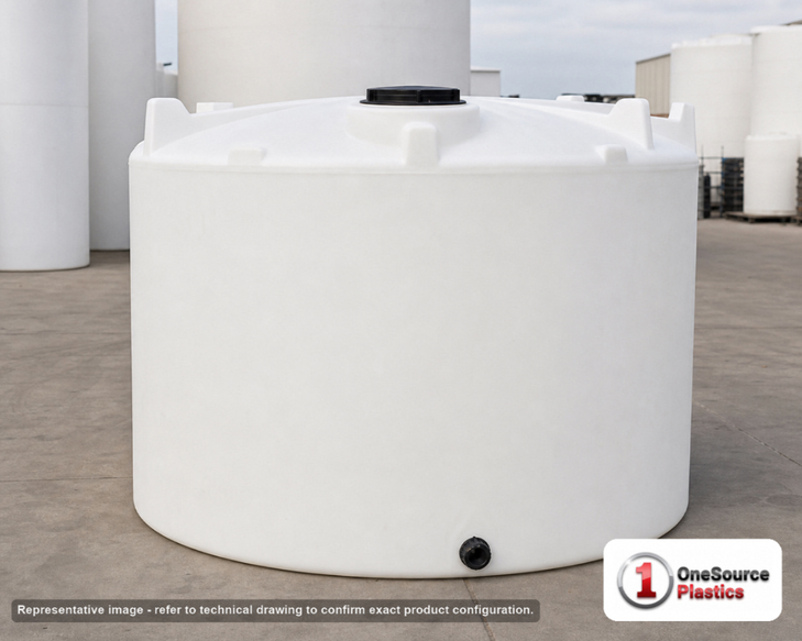 Snyder Industries 2650 Gallon Vertical Storage Tank. Polyethylene; Natural White; 97" H x 102" W x 102" L; fittings: 1