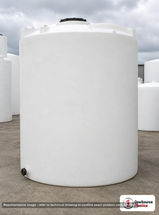 Snyder Industries 8900 Gallon Vertical Storage Tank. Polyethylene; Natural White; 194" H x 120" W x 120" L; fittings: 1