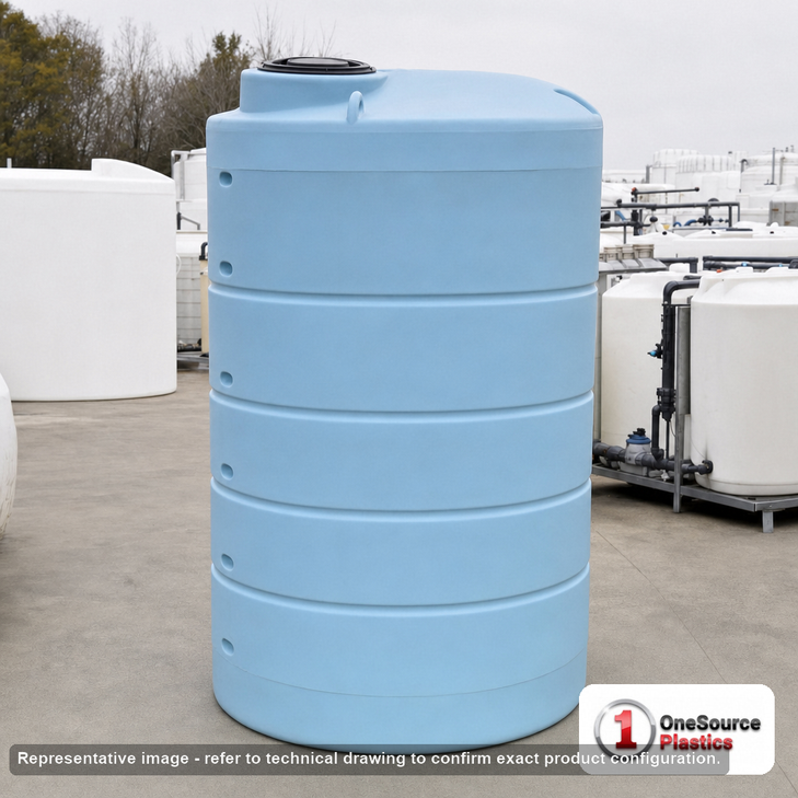 Norwesco 1505 Gallon Light Blue Heavy Duty Vertical Storage Tank. 1505 gallon capacity; Polyethylene; Light Blue; 135" H x