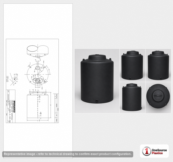 Norwesco 6500 Gallon Black Heavy Duty Vertical Storage Tank