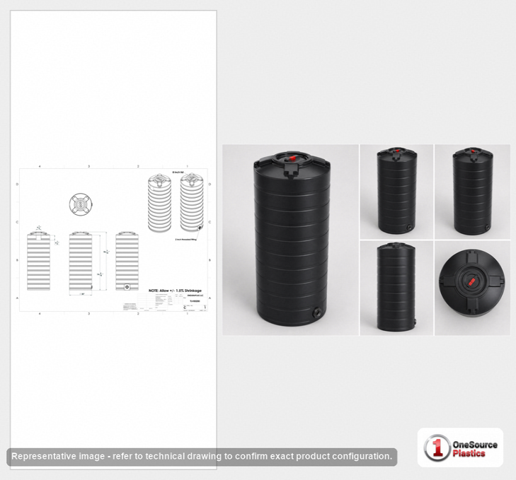 Enduraplas 200 Gallon Black Vertical Water Storage Tank