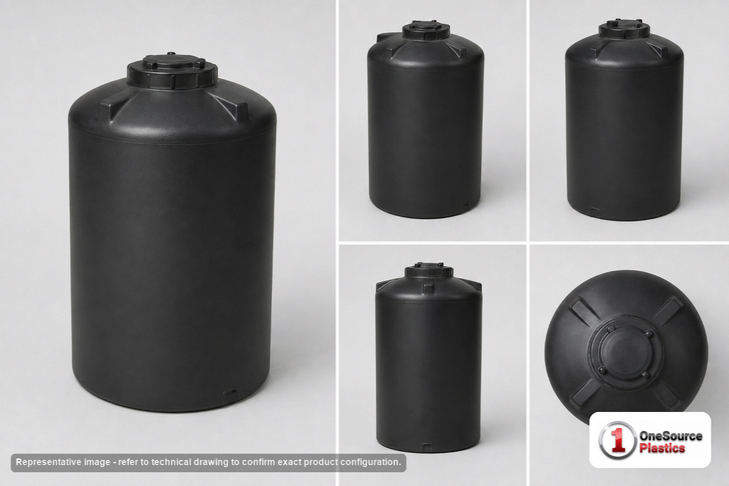 Chem-Tainer 160 Gallon Black Vertical Water Storage Tank