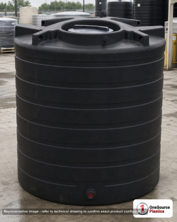 Enduraplas 870 Gallon Black Vertical Water Storage Tank. Polyethylene; Black; 78" H x 60" W x 60" L; fittings: 1 Outlet, 1