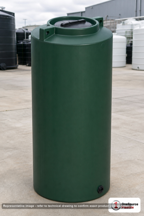 Enduraplas 450 Gallon Dark Green Vertical Water Storage Tank. Polyethylene; Dark Green; 94" H x 40" W x 40" L; fittings: 1