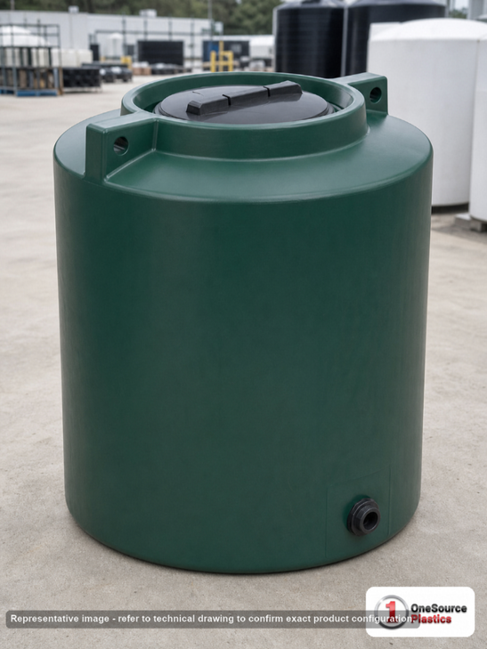 Enduraplas 210 Gallon Dark Green Vertical Water Storage Tank. Polyethylene; Dark Green; 48" H x 40" W x 40" L; fittings: 1