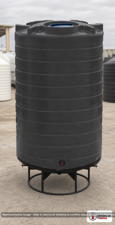 Enduraplas 1100 Gallon Black Cone Bottom Tank. Polyethylene; Black; 103" H x 60" W x 60" L; fittings: 1 Outlet, 1 Manway /