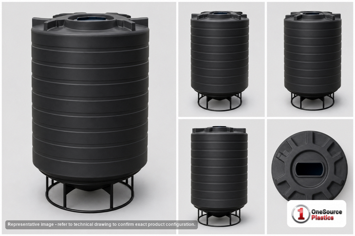 Enduraplas 1100 Gallon Black Cone Bottom Tank