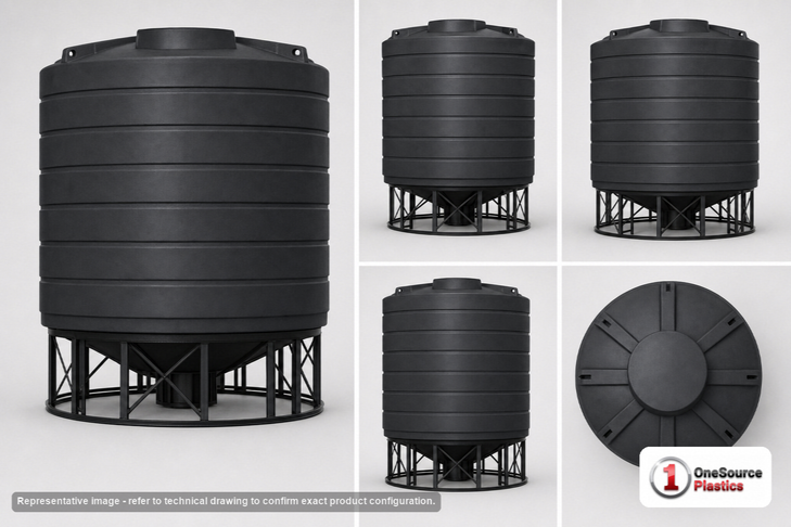 Enduraplas 10000 Gallon Black Cone Bottom Tank