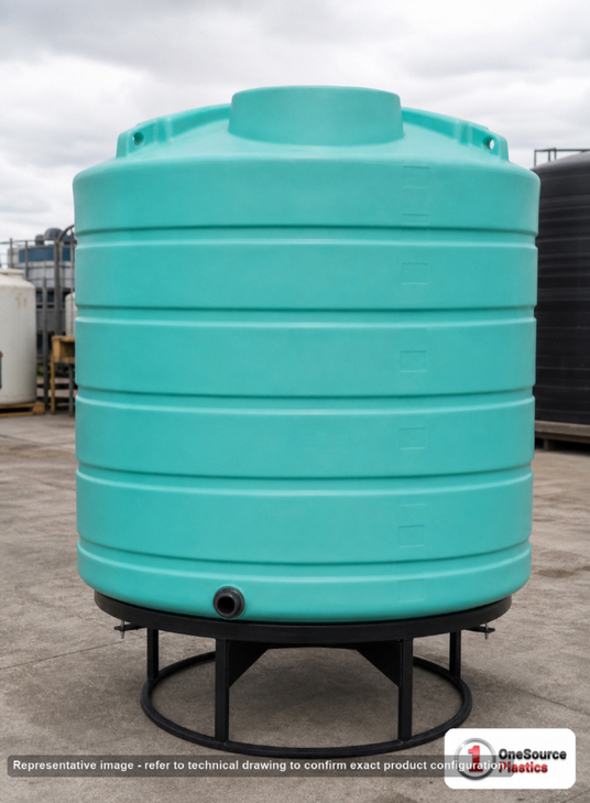 Enduraplas 550 Gallon Green Cone Bottom Tank. Polyethylene; Green; 59" H x 60" W x 60" L; fittings: 1 Outlet, 1 Manway /