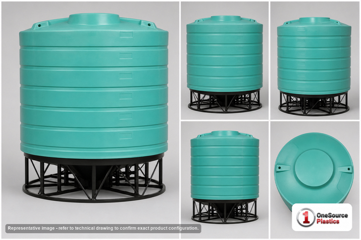 Dimensional spec drawing for Enduraplas 7011 Gallon Cone Bottom Tank (144" L x 144" W x 141" H)