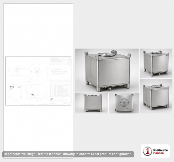 Snyder Industries 350 Gallon 304 Stainless Steel Supertainer IBC Tote Tank