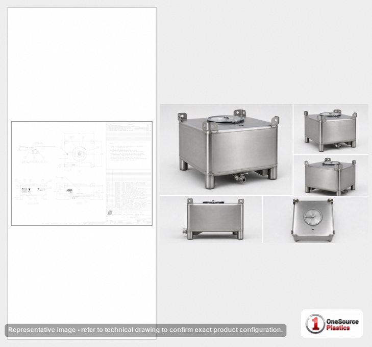 Snyder Industries 120 Gallon 304 Stainless Steel Supertainer IBC Tote Tank