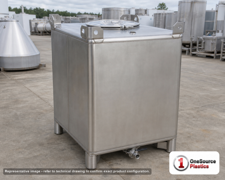 Snyder Industries 446 Gallon 304 Stainless Steel Supertainer IBC Tote Tank. 304 Stainless Steel; Silver; 59.25" H x 48" W x