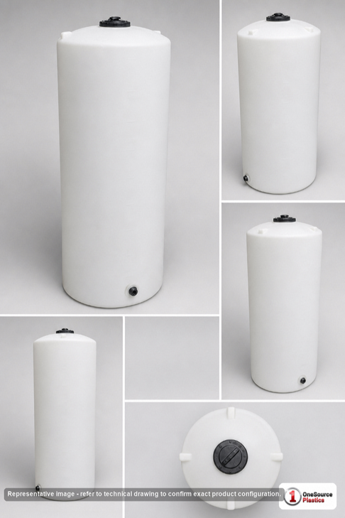 Dimensional spec drawing for Norwesco 250 Gallon Vertical Storage Tank (31" L x 31" W x 86" H)