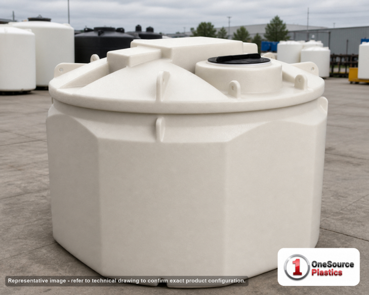 Snyder Industries 1000 Gallon Sulfuric Acid Double Wall Tank. HDLPE #880046; Opaque White; 69" H x 81" W x 81" L; fittings: