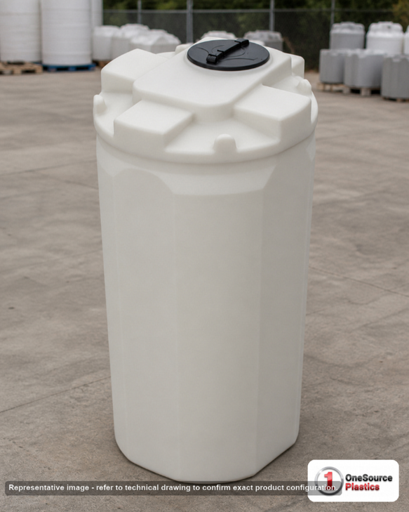 Snyder Industries 250 Gallon ASTM XLPE Double Wall Tank. Crosslinked Linear Polyethylene; Natural White; dimensions 83.0in H x 34.0in W x 34.0in L; 150.0 lb empty; 1.9 specific gravity rating; fittings: 1 Manway / Lid; max temp 140 deg  F / 60 deg  C; 3 Year Warranty. Manufacturer part number 5990502n42. Manufactured by Snyder. Sold by OneSource Plastics (https://www.onesourceplastics.com).