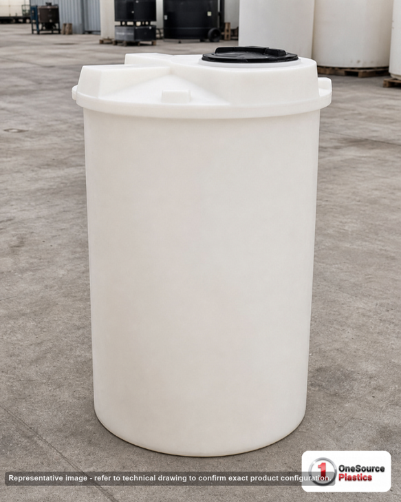 Snyder Industries 150 Gallon Sulfuric Acid Double Wall Tank. HDLPE #880046; Opaque White; dimensions 62.0in H x 34.0in W x 34.0in L; 110.0 lb empty; 1.9 specific gravity rating; fittings: 1 Manway / Lid; max temp 120 deg  F / 48 deg  C; 3 Year Warranty. Manufacturer part number 5710102N30. Sold by OneSource Plastics (https://www.onesourceplastics.com).